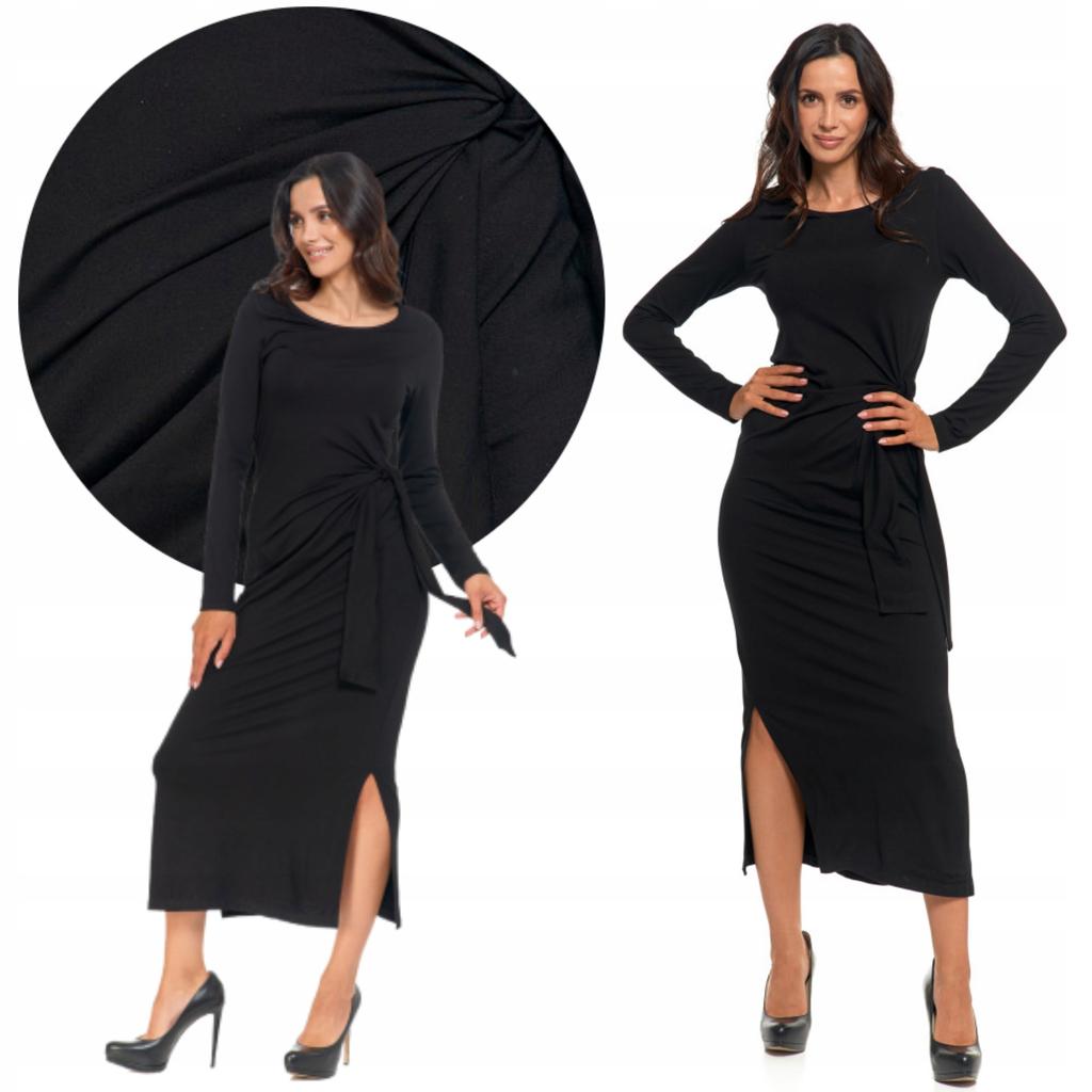 Moraj Women'S Long Fitted Dress With Long Sleeves And A Slot, Size Xs, Black