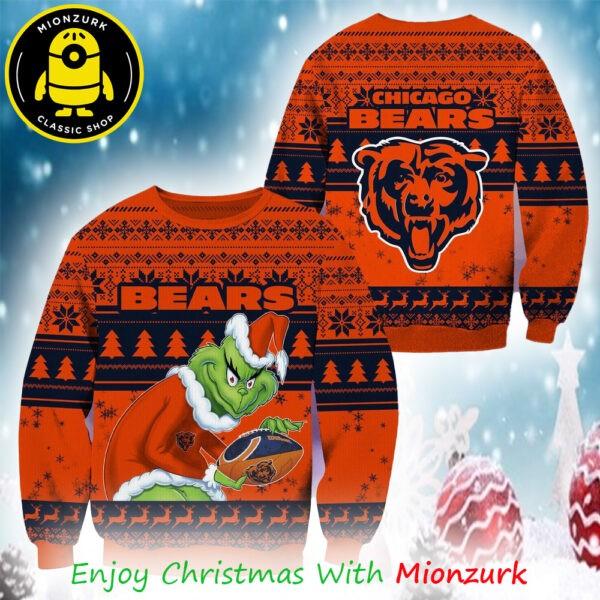 Bears Football Grinch NFl Christmas 2025 Ugly Sweater Unisex T-Shirt XXXL