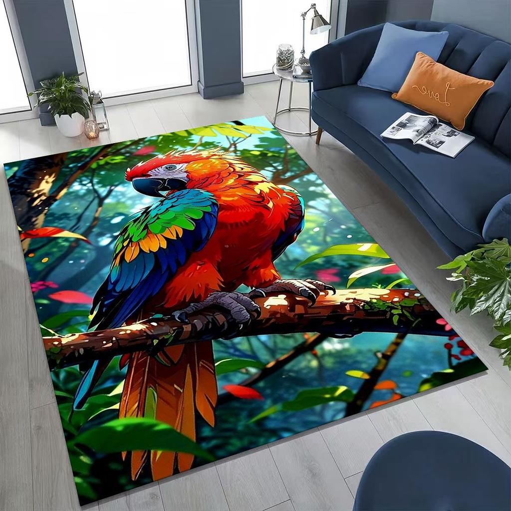 Colorful Tropical Parrot Macaw Natural Birds Art Rug for Bedroom Living Room Sofa Home Doormat Decor,Large Non-slip Floor Mat