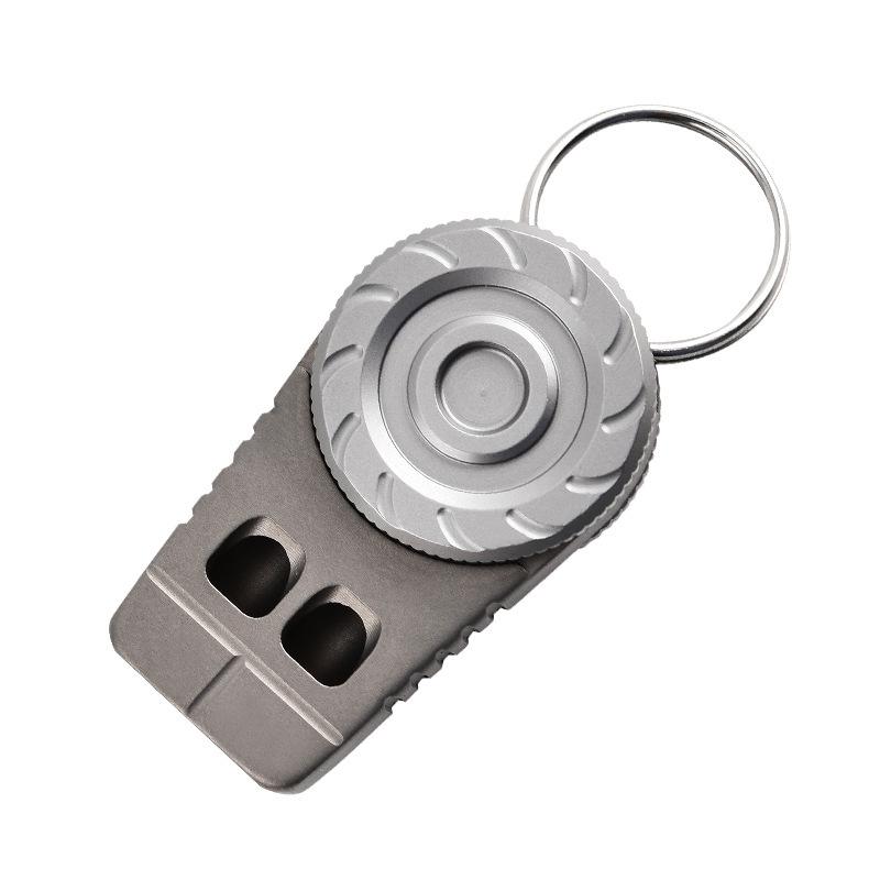 Titanium Alloy Outdoor Camping Double Hole Lifesaving Whistle Keychain