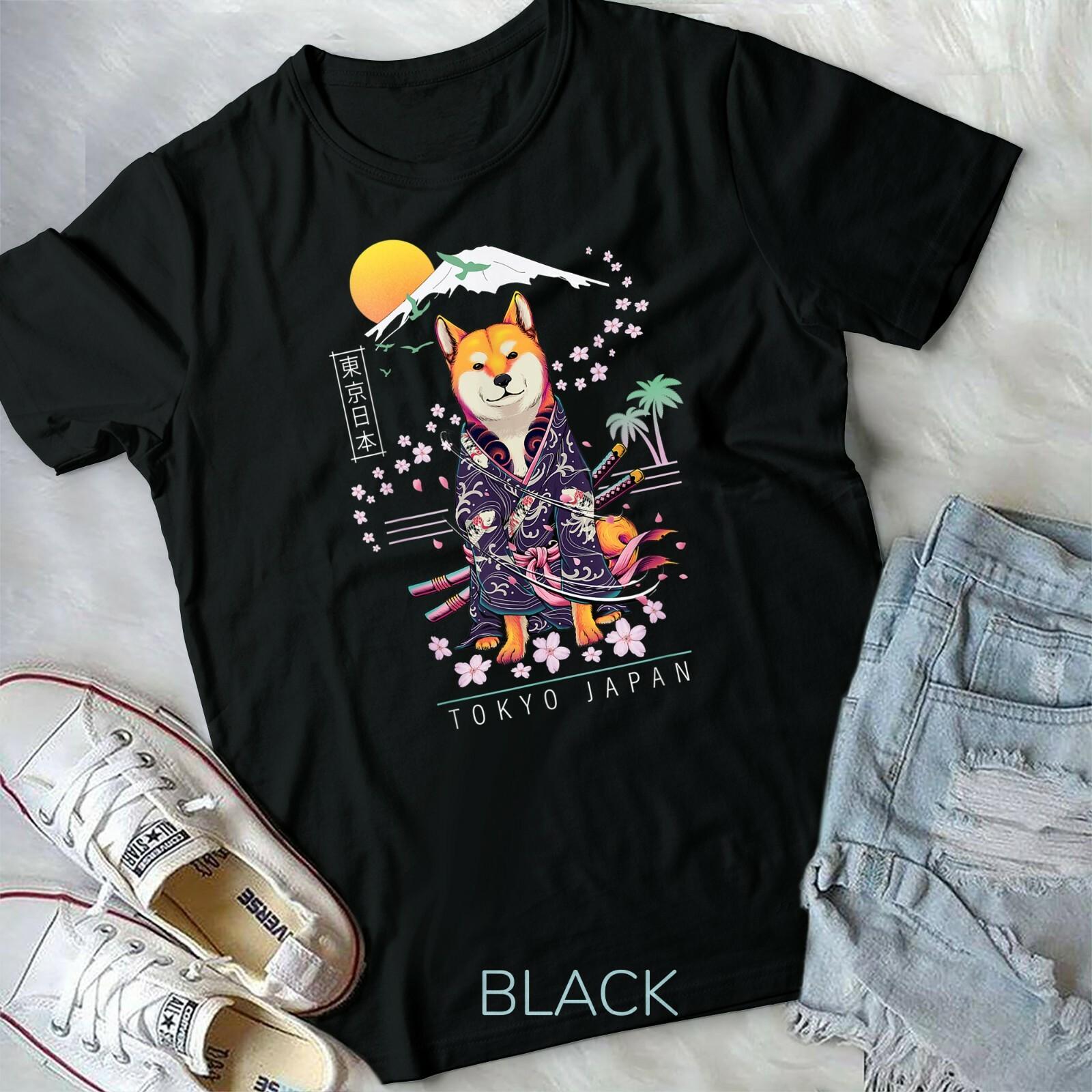 Shiba Inu Japanese Aesthetic Sakura Cherry Blossoms Unisex Youth T-shirt L