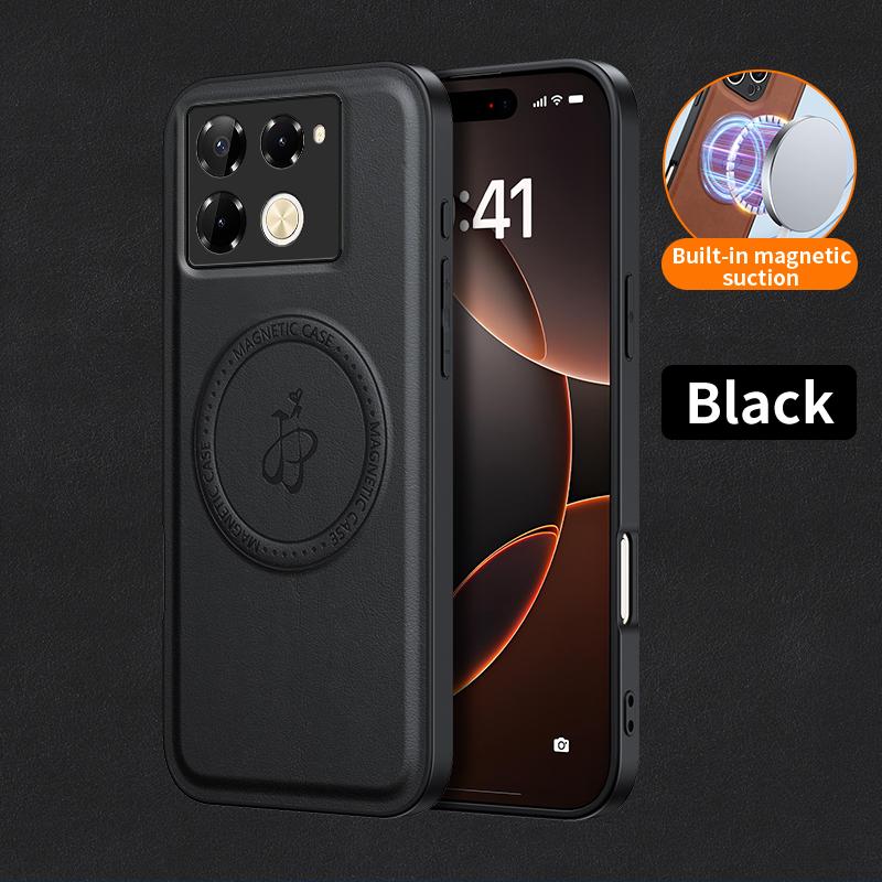 Luxury Magnetic Stand Holder PU Leather Phone Case For Infinix Hot Note 40 50 Pro Plus 40i 50S 50X Wireless Charging Logo Cover