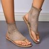 Fashion 2025 Women's Sandals Fashion New Round Toe Flat Bottom Sandals Hollow Short Boots Water Diamond Sexy Flat Bottom Shoes Sandals