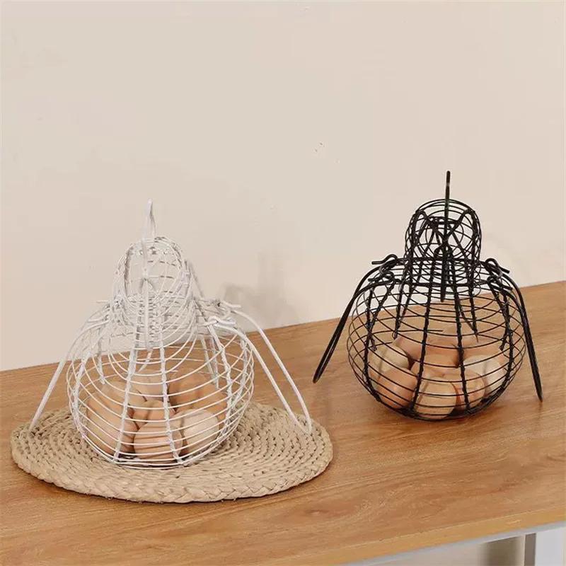 Neuer Eieraufbewahrungskorb Hühnerförmige Eier Eisenkunst Halter Haushalt Gemüse Obst Behälter Organizer Regal Korb Ornamente