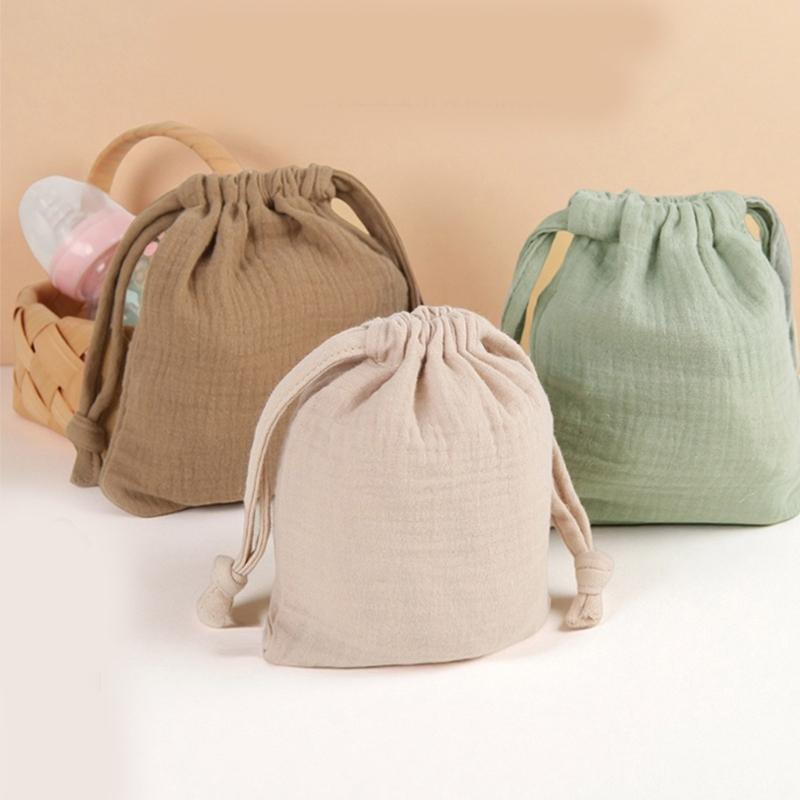 3 Piece Reusable Baby Cloth Storage Bags with Convenient Drawstring Closure Breathable for Toys Clothes & Accessories