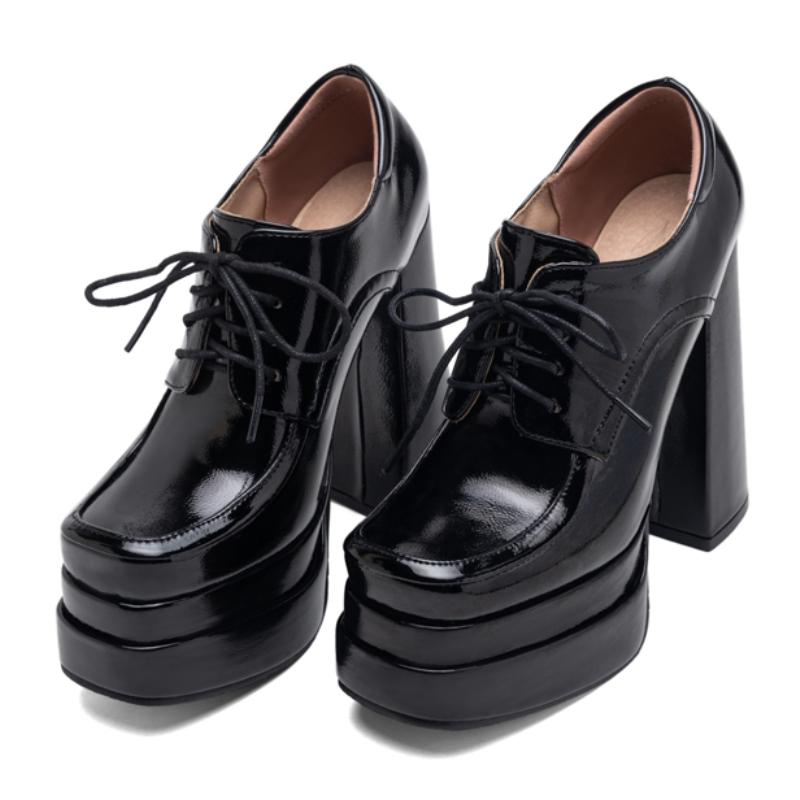 Women's Black Block High Heels Pumps Shoes Platform Sexy 2025 Sping Super Gothic Heeled Dance Party Stripper Shoes Ladies