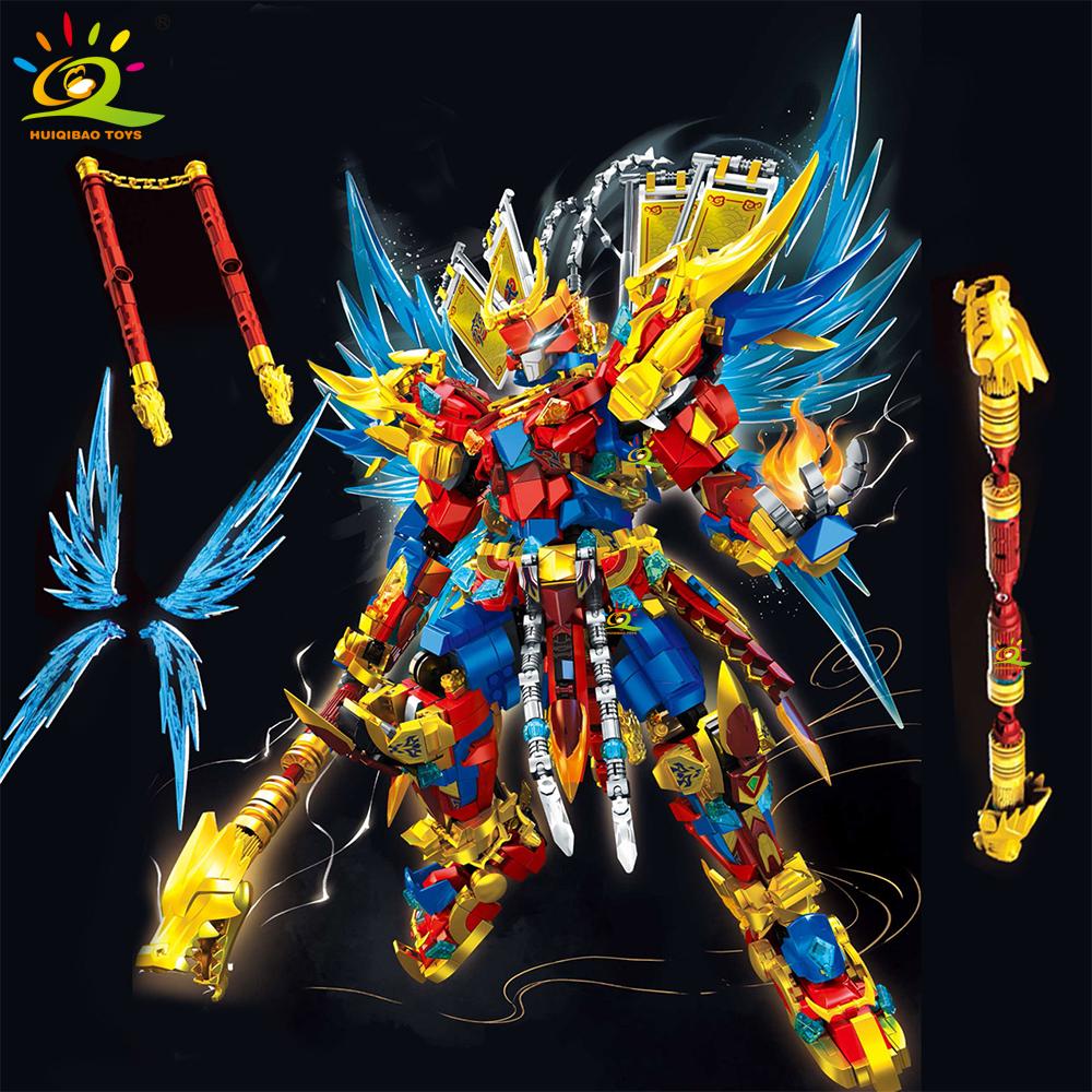 HUIQIBAO SunWuKong Războinic Mech Robot Blocuri de Construcție MOC Chinoiserie Figurina de Acțiune Cărămidă Copii Oraș Construcție Jucărie de Expoziție