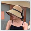 Large Brim Summer Straw Hat Bowknot Design Wide Brim Hat Elegant Empty Top Sun Hat  for Women