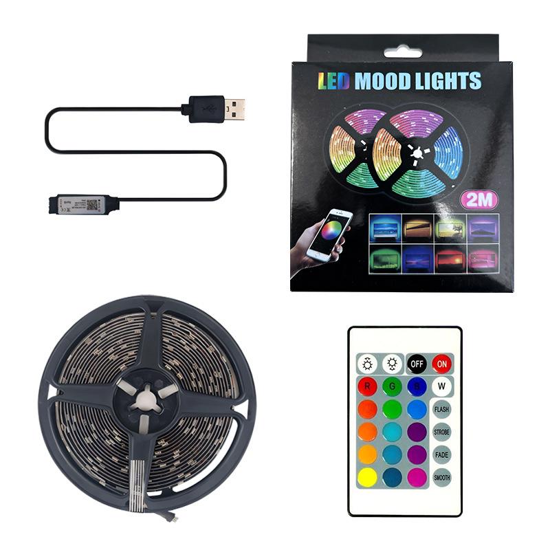 Cross-Border 5V 5050 RGB LED Strip Light Kit, Seven-Color USB Bluetooth TV Backdrop & Ambient Decoration