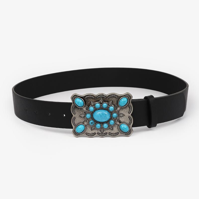 12 Vintage Court Gem Inlaid Women'S Wide Belt Decorative Clothing Antique Women'S Belt