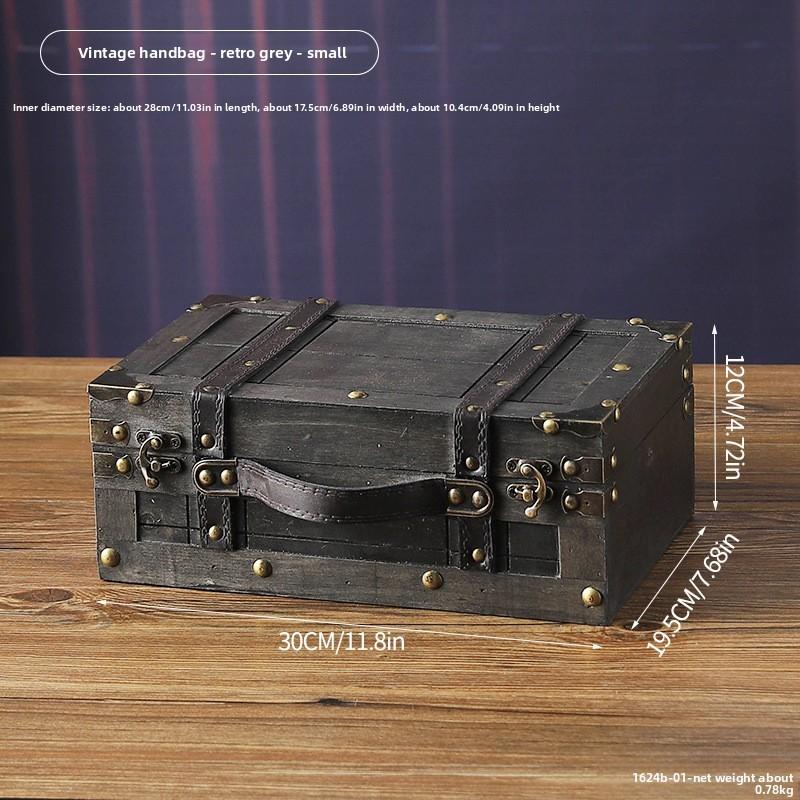 Vintage Wooden Portable Storage Box With Lid For Jewelry Collectibles And Personal Items