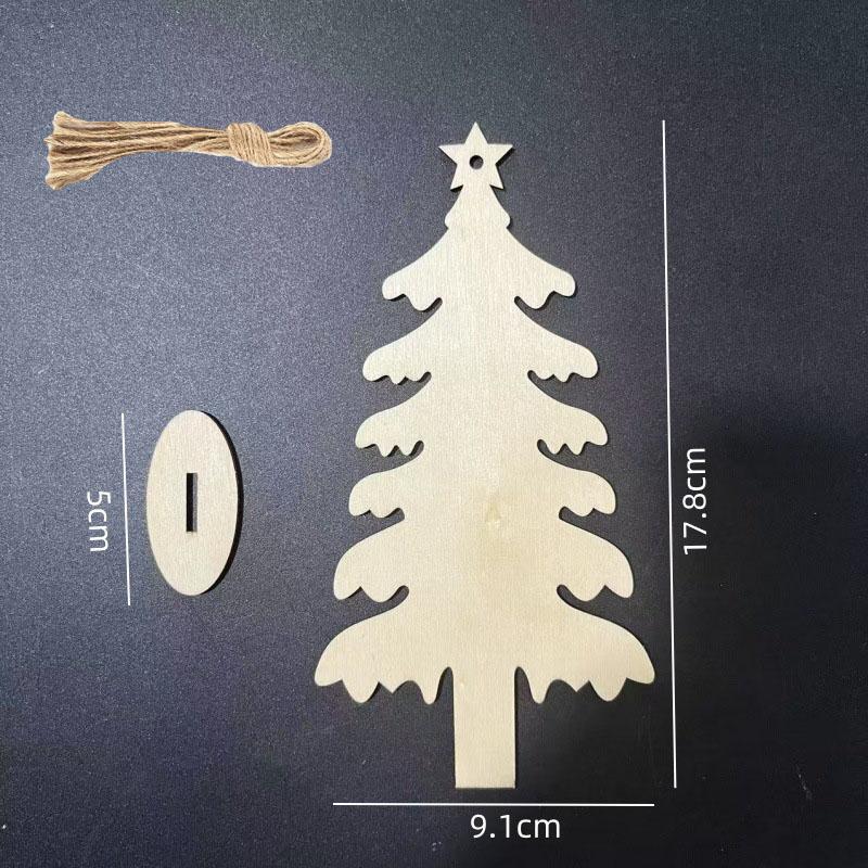 10Pcs Unfinished Wooden Christmas Ornaments Wood DIY Blank Christmas Tree Table Sign Hanging Ornament with String Base