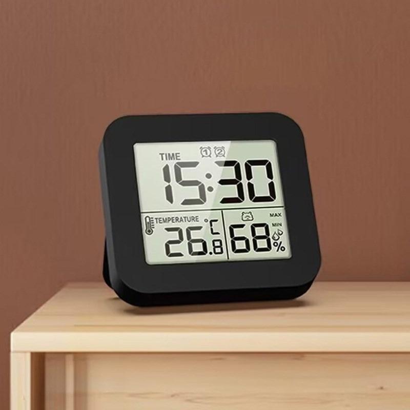 Portable Digital Alarm Clock with Temperature Humidity Reading Multifunctional Desk Clock for Home Heavy Sleeper Alarms