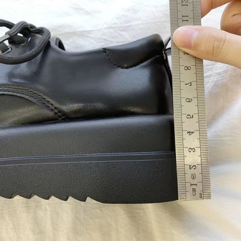 Muffin lace-up platform small leather shoes women's spring and autumn 2025 new retro British style black shoes single shoes women