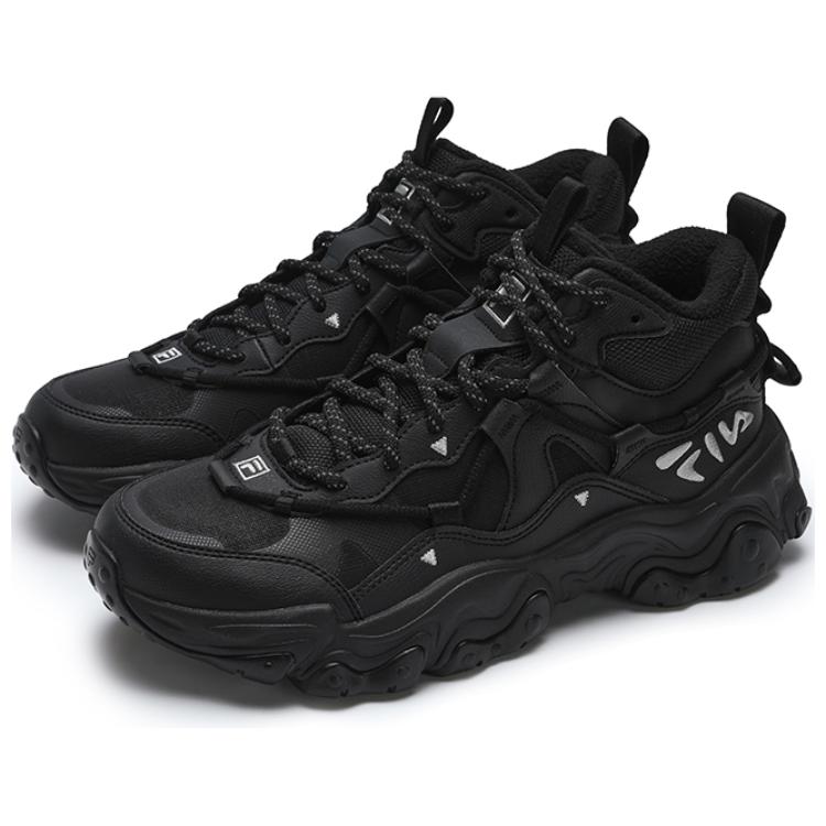 FILA Fluid 5 Comfortable Simple Fleece Mid-Top Casual Running Shoes Men sneaker Black F12M442122F-BK