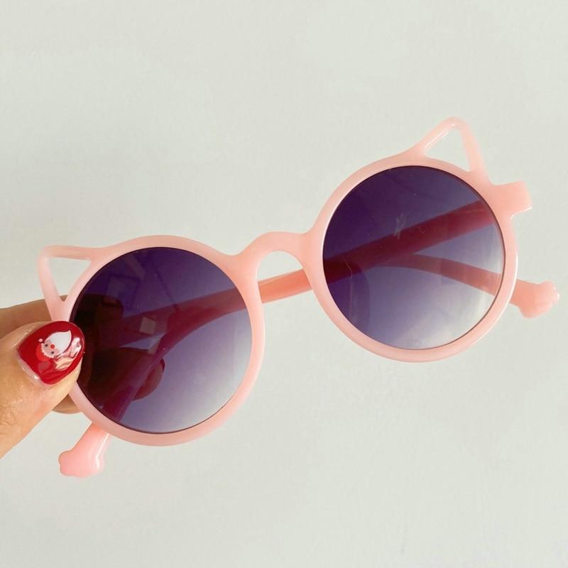 Cute Cat Ear Sunglasses for Girls Boys Vintage Cartoon Animal Sun Protection Outdoor Eye Wear Children Fashion Accessories