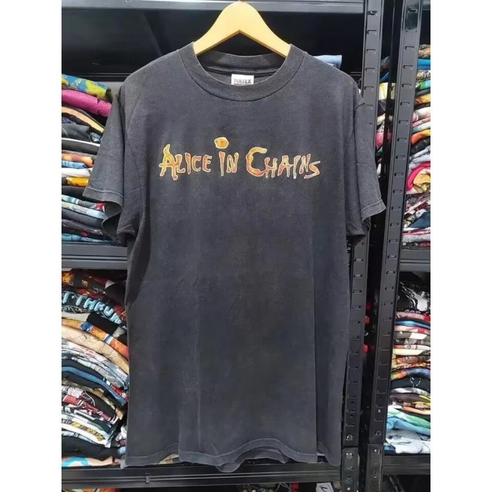 Alice in Chains Bandlogo Baumwolle Bedruckt Herren T-Shirt Schwarze Farbe Geschenk Fan Unisex Herren und Damen T-Shirt Nachdruck S3XL
