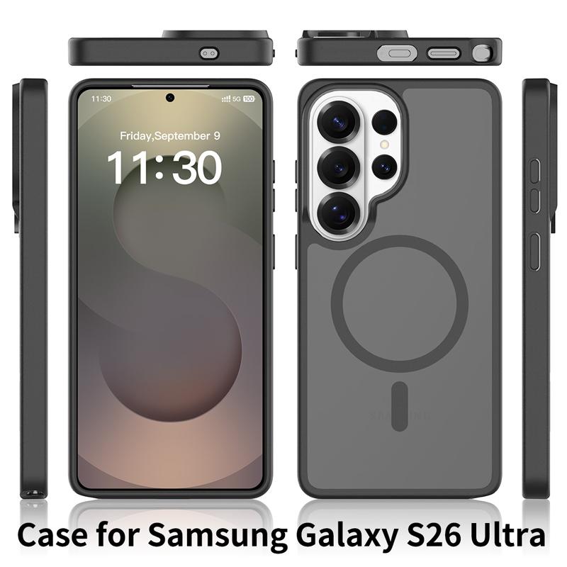 For Samsung Galaxy S26 Ultra S26 Plus Case Magnetic Matte PC+TPU Anti-Fingerprints Smooth Touch Translucent Cover