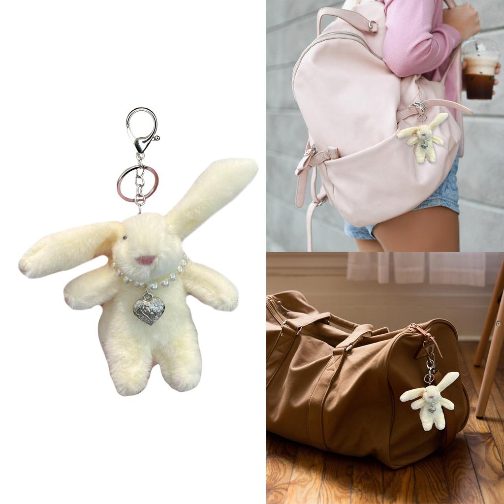Lovely Plush Rabbit Charm Keychains Sweet Pendant Car Keyring Backpack Decoration Fashion Jewelry for Women Girls