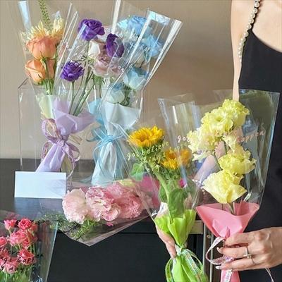 50PCS Set Transparent Gifts Packaging Clear Cellophane Rose Bag  Flowers Packaging