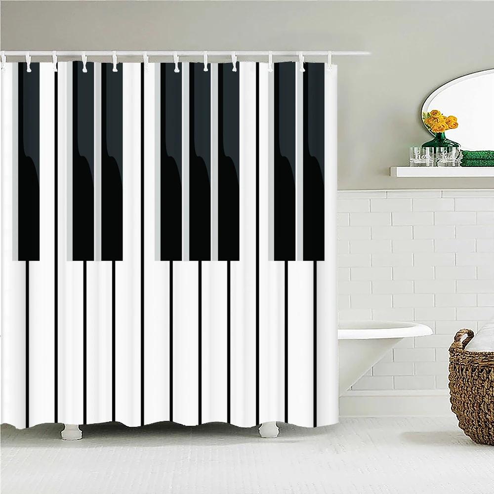 Music Rock Guitar Shower Curtains Modern Bathroom Curtains 3D Printed Decoration Waterproof Cloth With 12 Hooks Bath Curtain