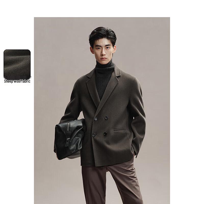 

Мужское двубортное пальто из смесовой шерсти PEACEBIRD L