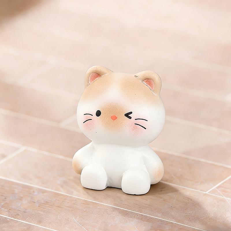 10Pcs Cute Mini Cat Figurines Resin Craft Hand Painted Tiny Kitten Models For Fairy Garden Diy Micro Landscape Decor Accessorie
