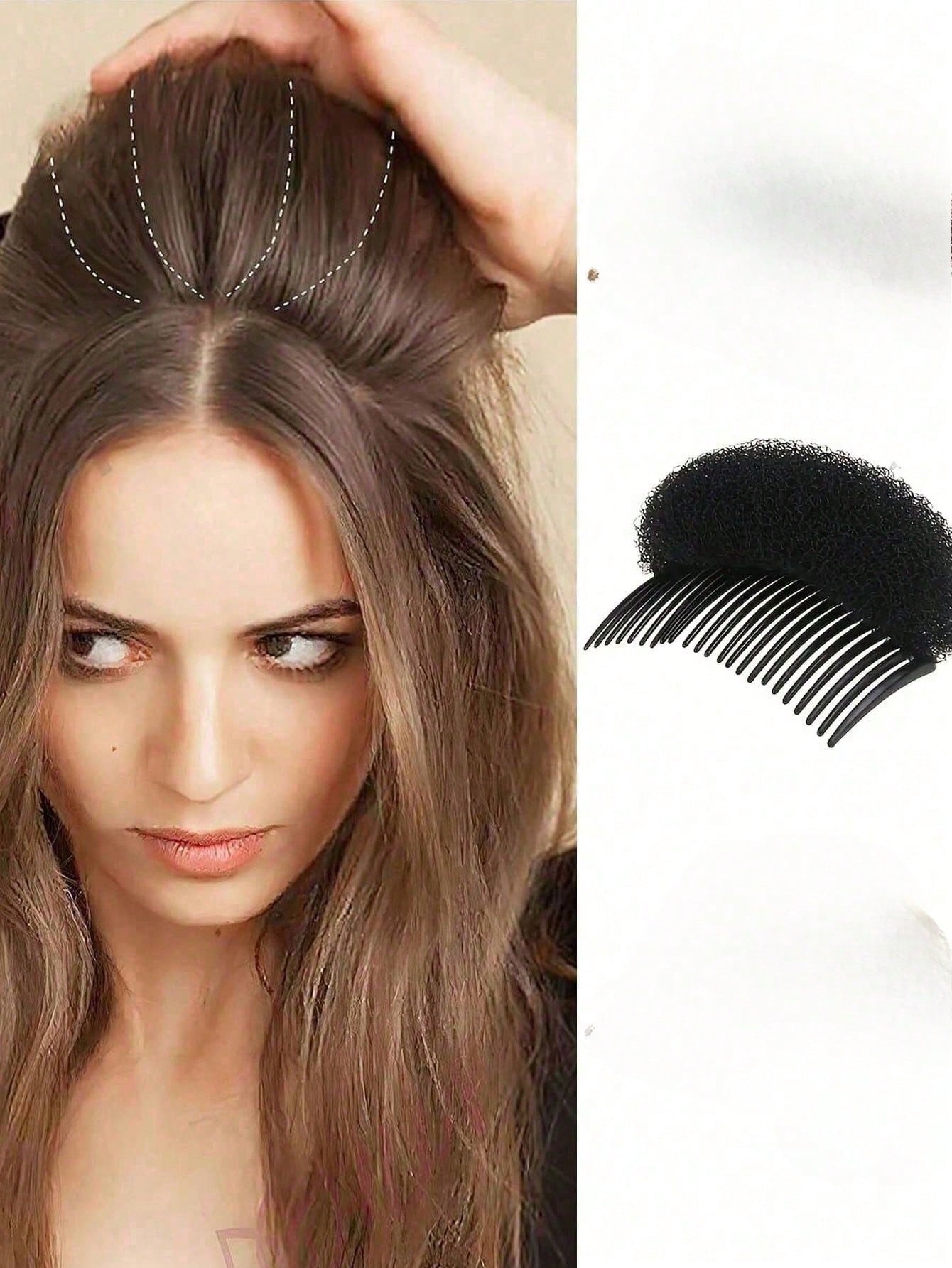 

Пушистая губчатая подкладка для волос, Инструмент для прикорневого объема, Аксессуар для волос, Незаметная подкладка для волос, Двусторонняя незаметная губчатая гребень для затылочной части волос чёрный