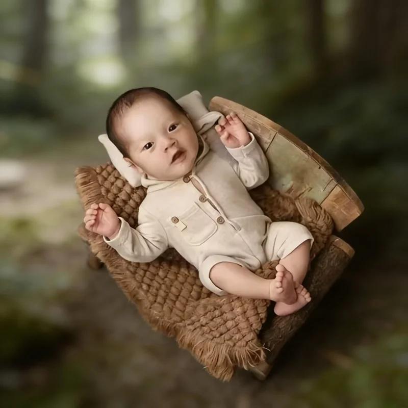 1 Stück Weiche Häkeldecken-Korbfüller Füllmaterial Baby-Foto-Pad Neugeborenen-Hintergrund-Requisite Mehrfarbige Studio-Fotografie-Requisiten
