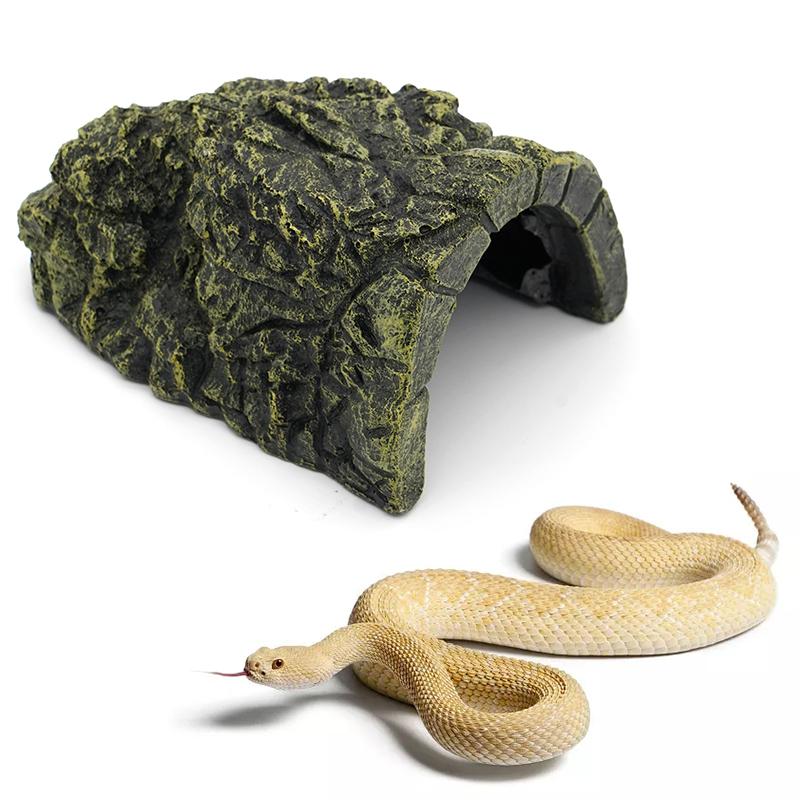 Reptile Hiding Cave Lizard Snake Turtle Hide Rest Cave Reptiles Basking Hide Habitat Aquarium Lizard Feeding Box Decoration