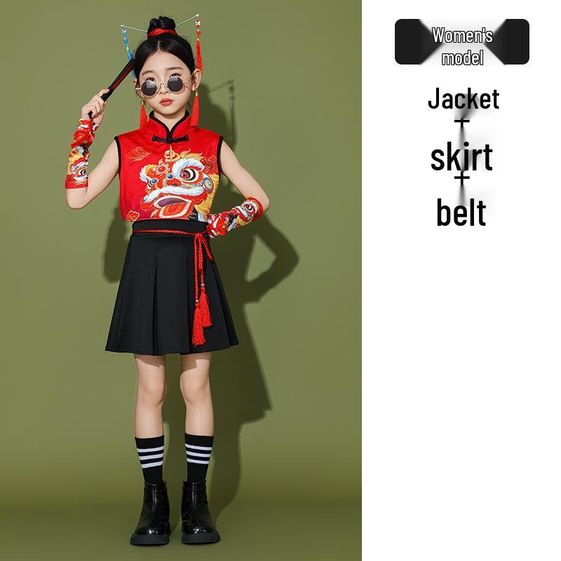 Children s Chinese Style Lion Dance Costume - Red Performance Class Uniform 150cm