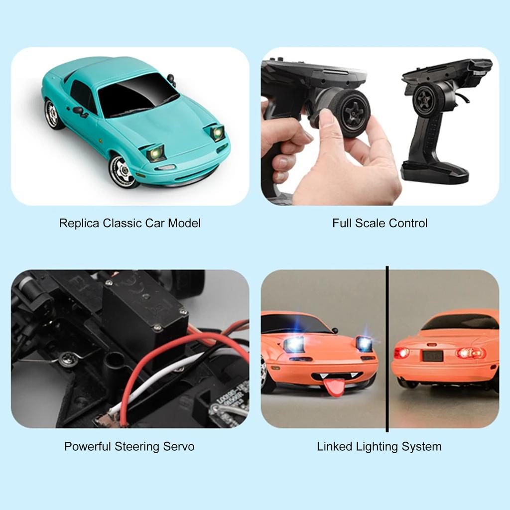 Remote Control Car, 2.4GHz Rechargeable Car Toy for Boys Girls, 1/18 Scale Drift Vehicle with