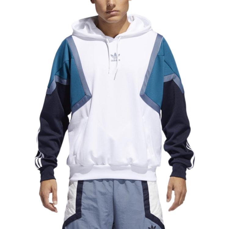 adidas Originals Felpa con Cappuccio Trefoil Nova Color Block Logo Stampato Manica Lunga Felpa Uomo felpe Bianco CE4801