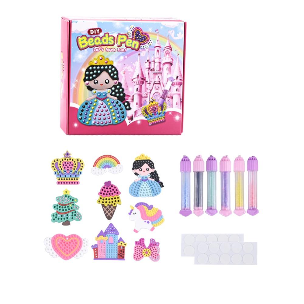 DIY Beads Pen Toys, Handmade Set Creative Production Sticker Princess Rainbow Bow Girl Gifts Toy