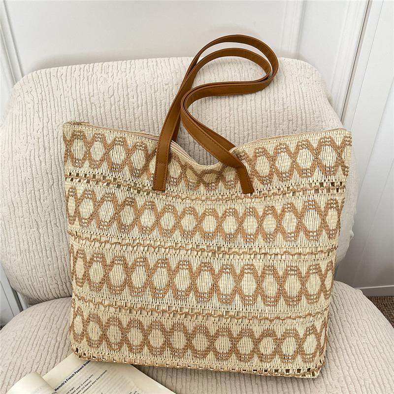 Spring/summer Fabric Patchwork Large Capacity Bags Versatile Durable Fashi Shoulder Bags New Seaside Vacati Casual Tote Bag