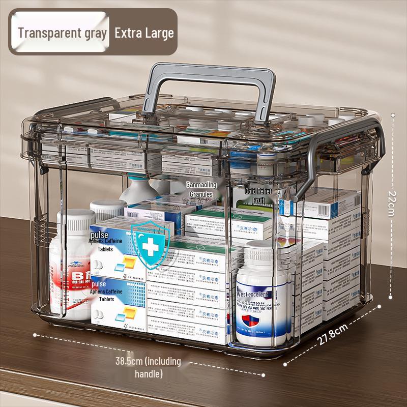 Large Multi-Layer Transparent Family Medicine Box and First Aid Kit