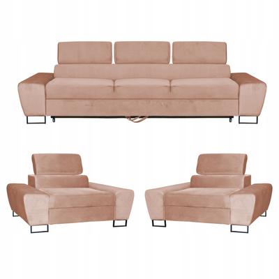 Bosso Living Room Lounge Set Sofa 3-seater Armchairs Beige Family Furniture