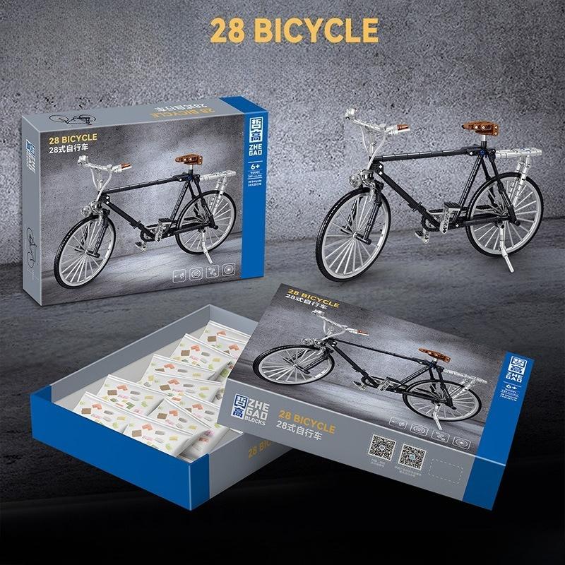 Retro Ziegelstein Fahrrad Modellbausatz Buntes Mountainbike mit Zubehör Spielzeugmodell Vintage Detailliertes Konstruktionsrad Dekoration 1126 Teile