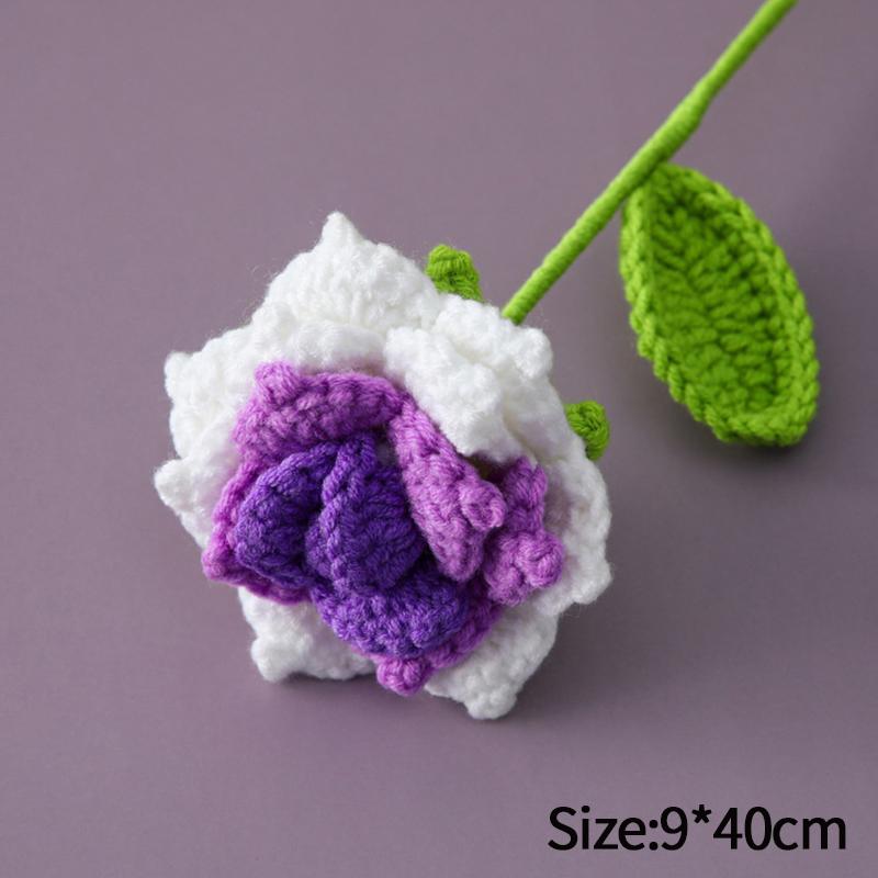 Carnation Crochet Flower Hand Woven Bouquet Artificial Flowers Knitting Flower Rose Teacher's Day Mother's Day Birthday Gift