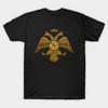 Men Black Print T-shirt Byzantine Empire Constantinople Double Headed Eagle No-Cut Transfer Paper Print Cotton Tshirt