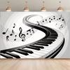 Elegant Piano & Music Notes Backdrop Black White Keyboard Concert Background