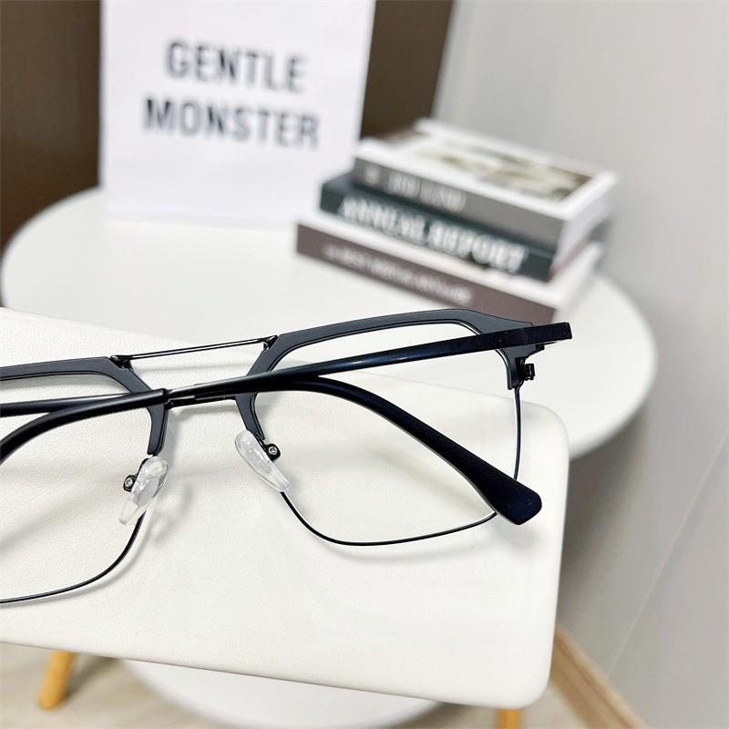 Sunglasses Luxury Anti-blue Light Double Beam Frame Flat Mirror Eyeglasses For Office Gaming Women