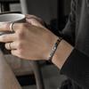 Elegant Black Gallstone Bracelet Diamond-shaped Smooth Natural Stone Hand Accessory Elastic Thread Exquisite Wristband Jewelry