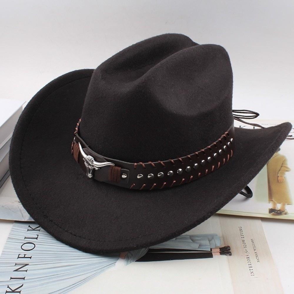 Wide Brim Western Cowboy Hat Rivet Riding Hat Vintage Felt Cowgirl Hat Festive Occasions