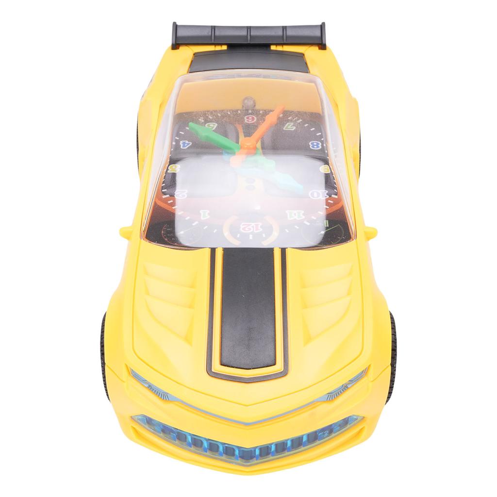 Electric Universal Clock Racing Car Colorful Light Music Small Yellow Toy Car for Boys