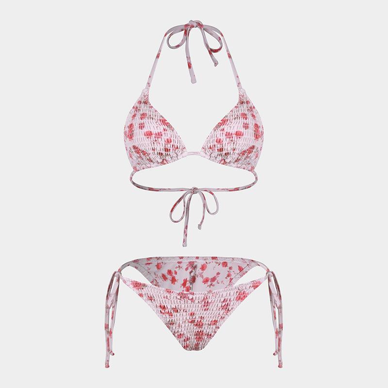 Europäisches und Amerikanisches Bedrucktes Dreiteiliges Bikini-Set mit Gaze-Rock - Sexy Urlaubs-Badeanzug