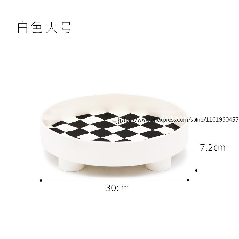 Nordic-Style Checkerboard Storage Fruit Plate Cup Perfume Jewelry Sundries Desktop Decoration Tray