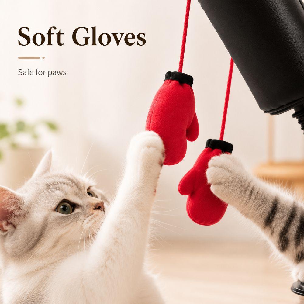 Suction Cup Base Cat Boxing Toy Spring Loaded Interactive Cat Toy Speed Bag Toy  Indoor Cats