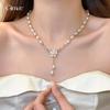 Real Gold Zircon Flower Fringed Pearl Necklace Temperament Collarbone Chain French Necklace Wholesale