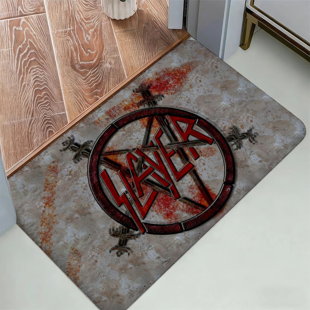 Rock Band S-Slayer Floor Mat Cozy Flannel Soft Thick Non-Slip Mat For Living Room Bedroom Kitchen Decor Rugs